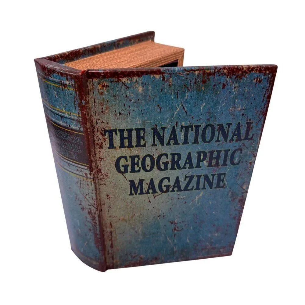 National Geographic Storage Book Boxes Set of Two Bookshelf Coffee Table Decor